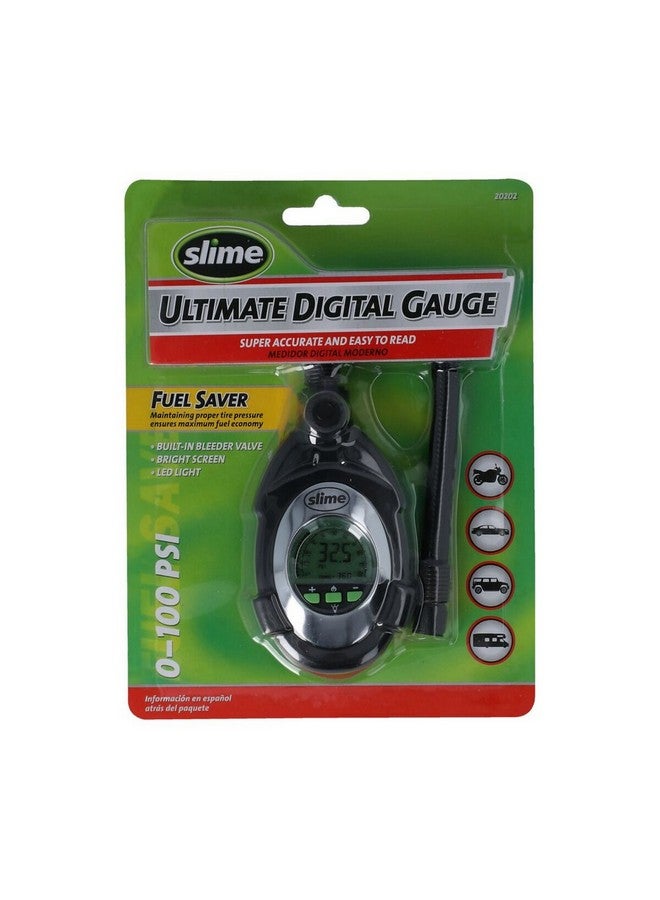 سلايم مقياس ضغط الإطارات الرقمي 0-100 رطل/انش مربع، أسود وأخضر 2.794 x 17.526 x 13.208 سم20202 - Image 1